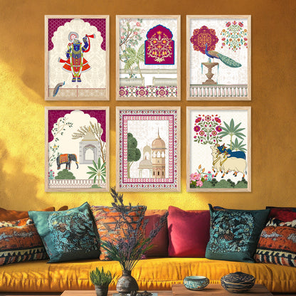 Madhubani Wall Art Prints with Frame for Wall Decor