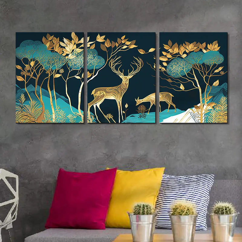 Vibrant Nature Inspired Deer Art for Home and Office Decor - Modern Art