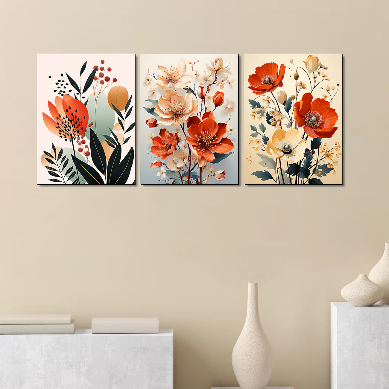 Vibrant Floral Art for Home and Office Decor - Modern Art for Living Room Walls Decor