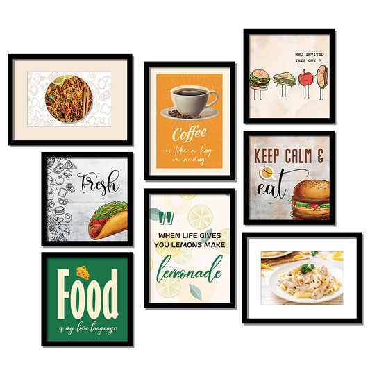 Restaurant Gallery Wall Art: Frame Combo - Set of 8