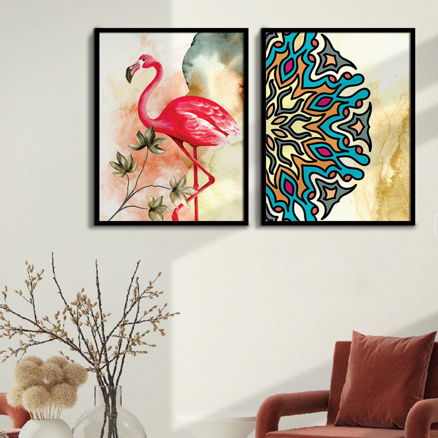 Nature Inspired Colorful Flamingo Painting-Kotart