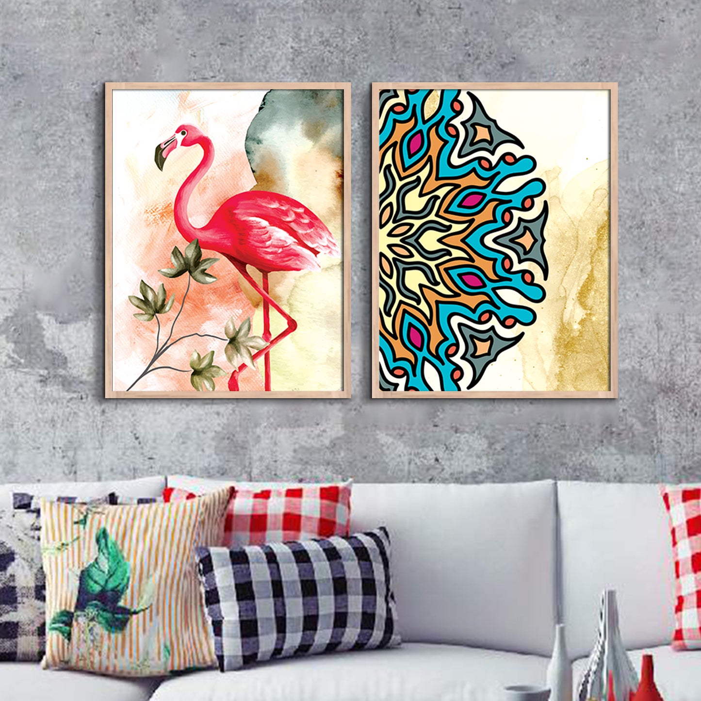 Nature Inspired Colorful Flamingo Painting-Kotart