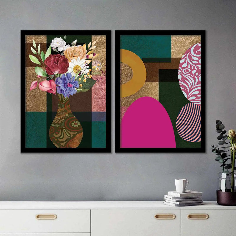 Abstract Art Vibrant Color Modern Wall Art Paintings with Frame for Wall Decor-Kotart