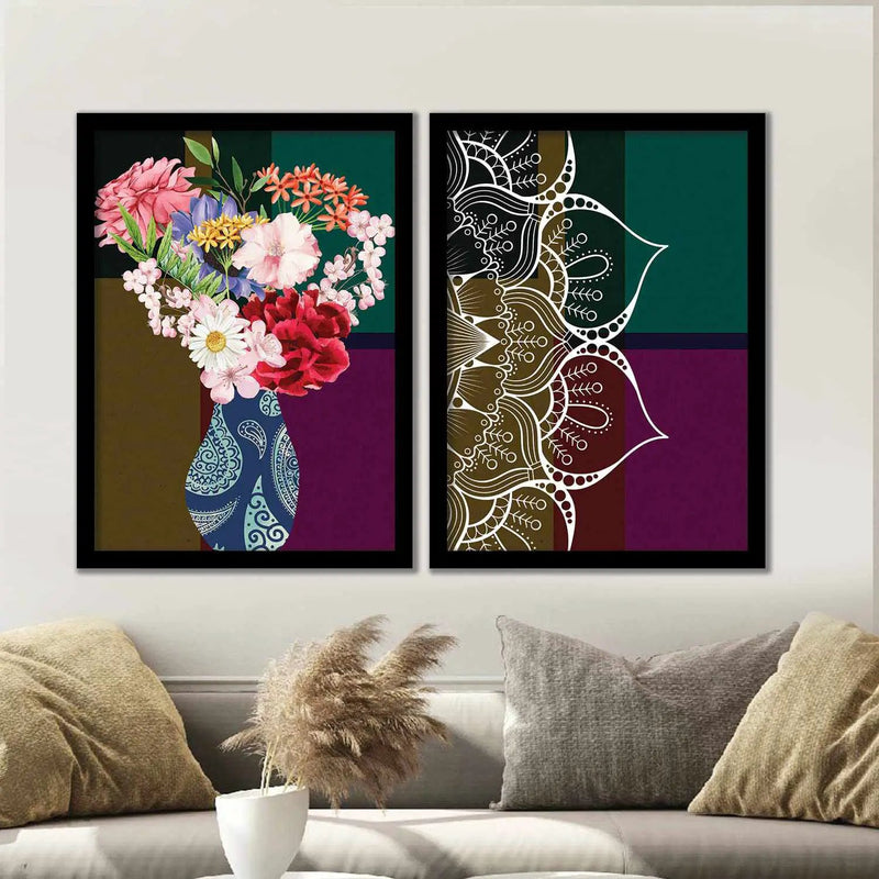 Abstract Art Vibrant Color Modern Wall Art Paintings with Frame for Wall Decor-Kotart