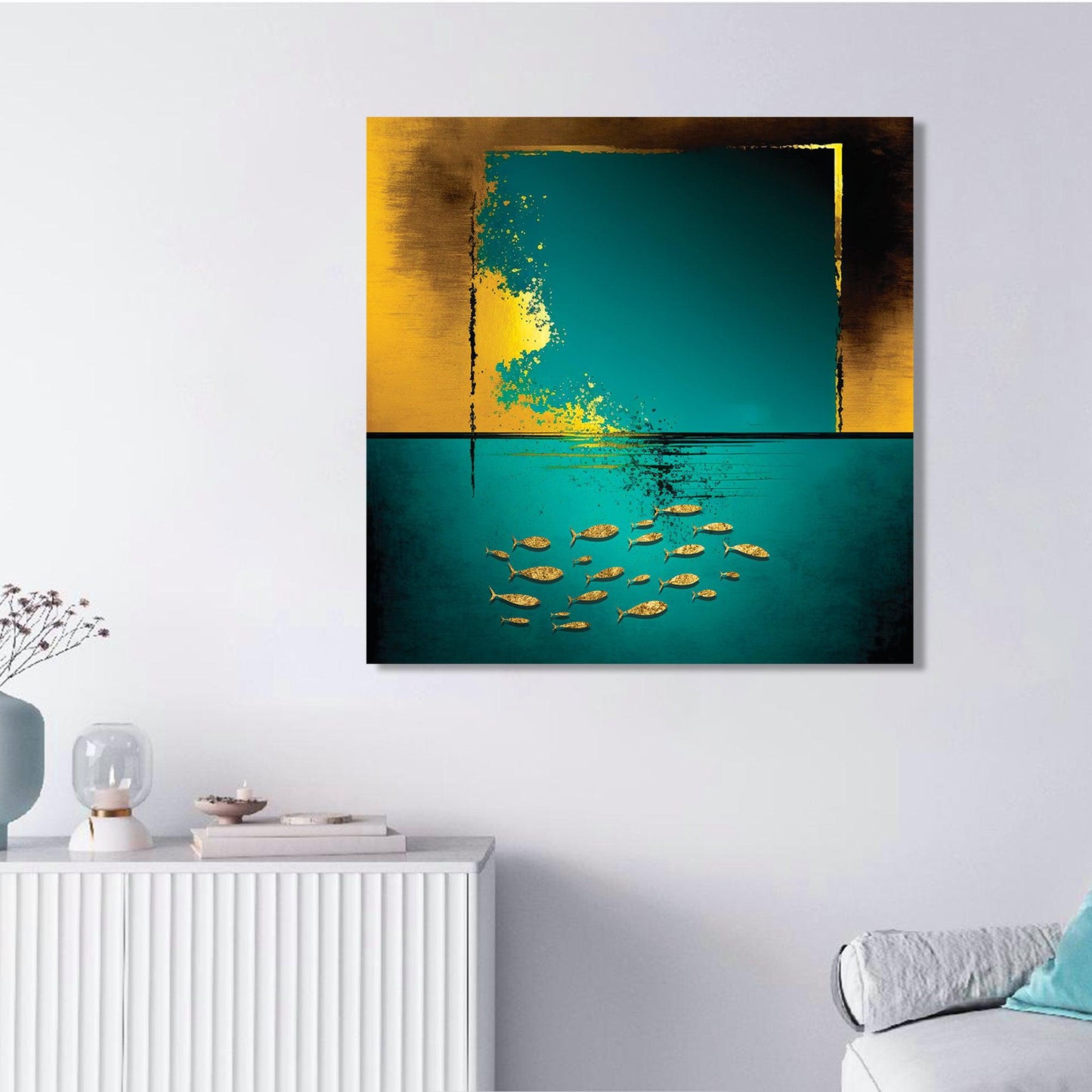 Abstract Ocean Canvas Painting - Deep Ocean Modern Canvas Art-Kotart