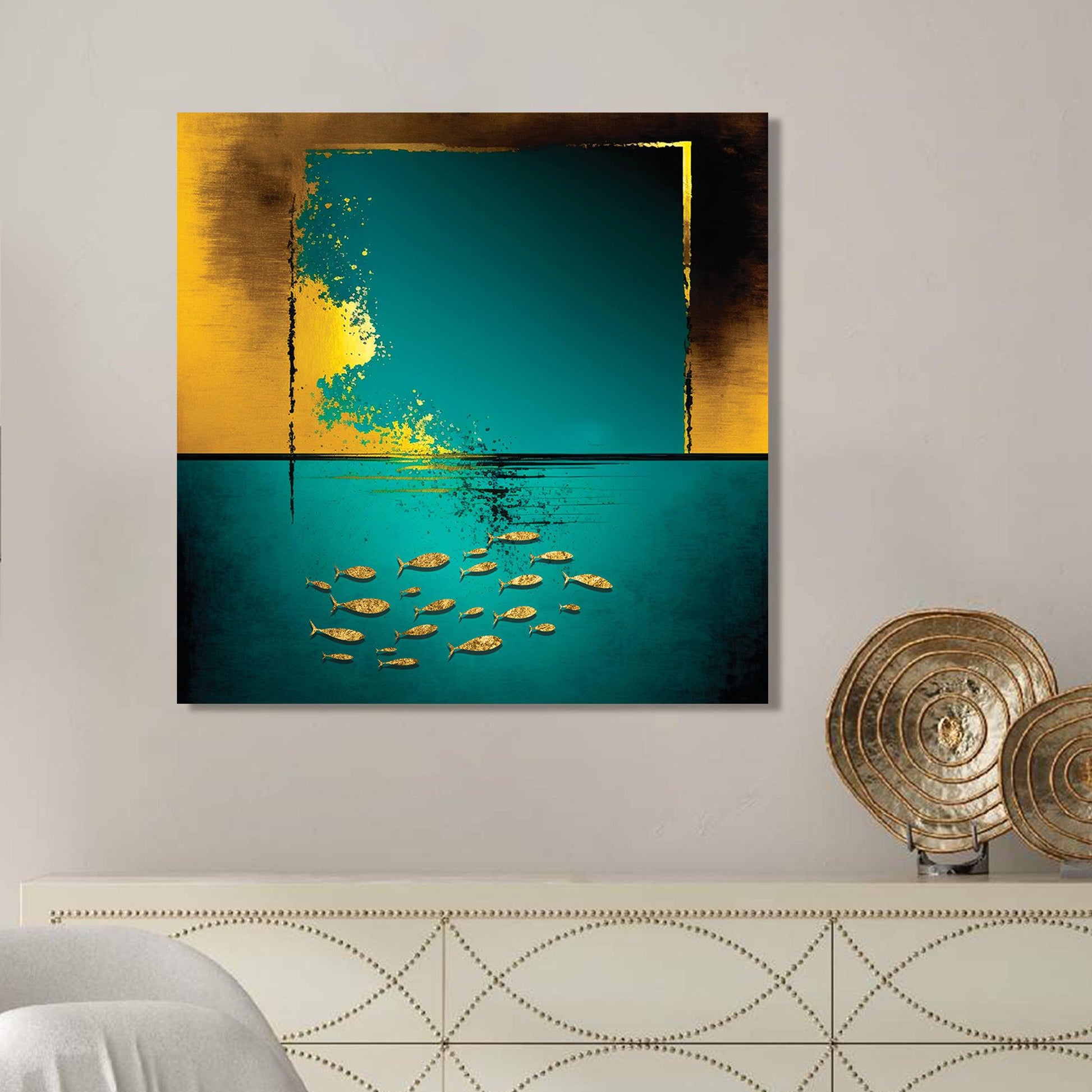 Abstract Ocean Canvas Painting - Deep Ocean Modern Canvas Art-Kotart