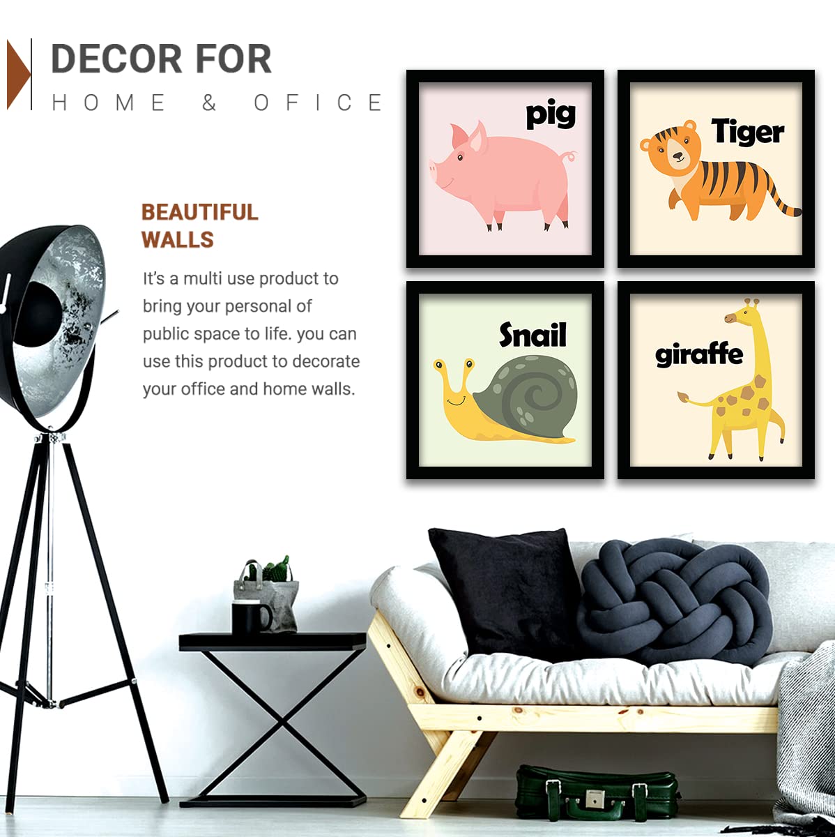 Animal Names Frames for Kids Room Decor-Kotart