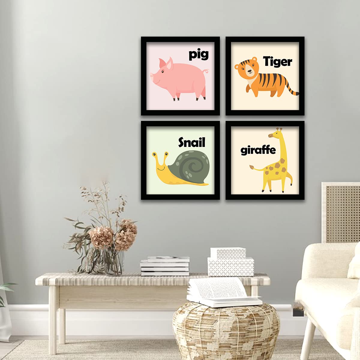 Animal Names Frames for Kids Room Decor-Kotart