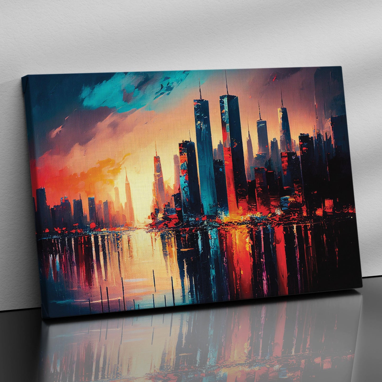 Beautiful Sunset in City Large Canvas Painting - Modern Vibrant Canvas Art-Kotart