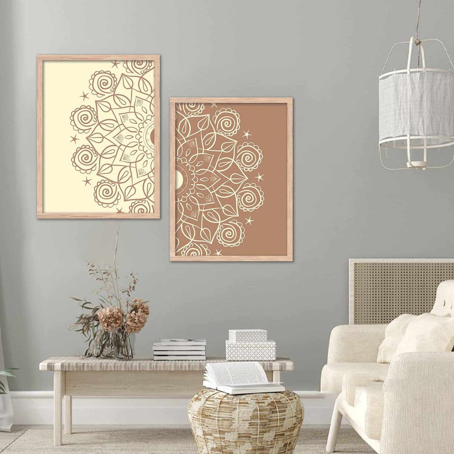 Beige Mandala Marvels - Set of 2-Kotart