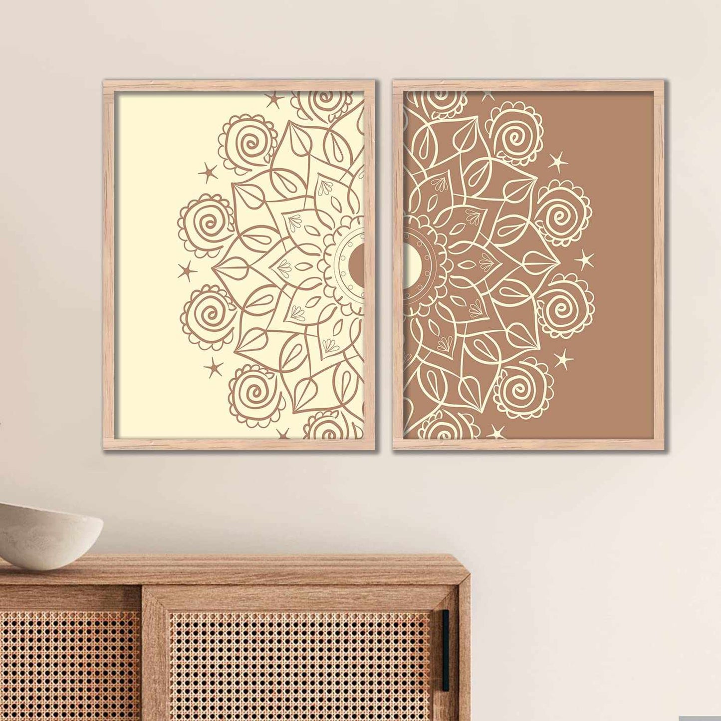 Beige Mandala Marvels - Set of 2-Kotart