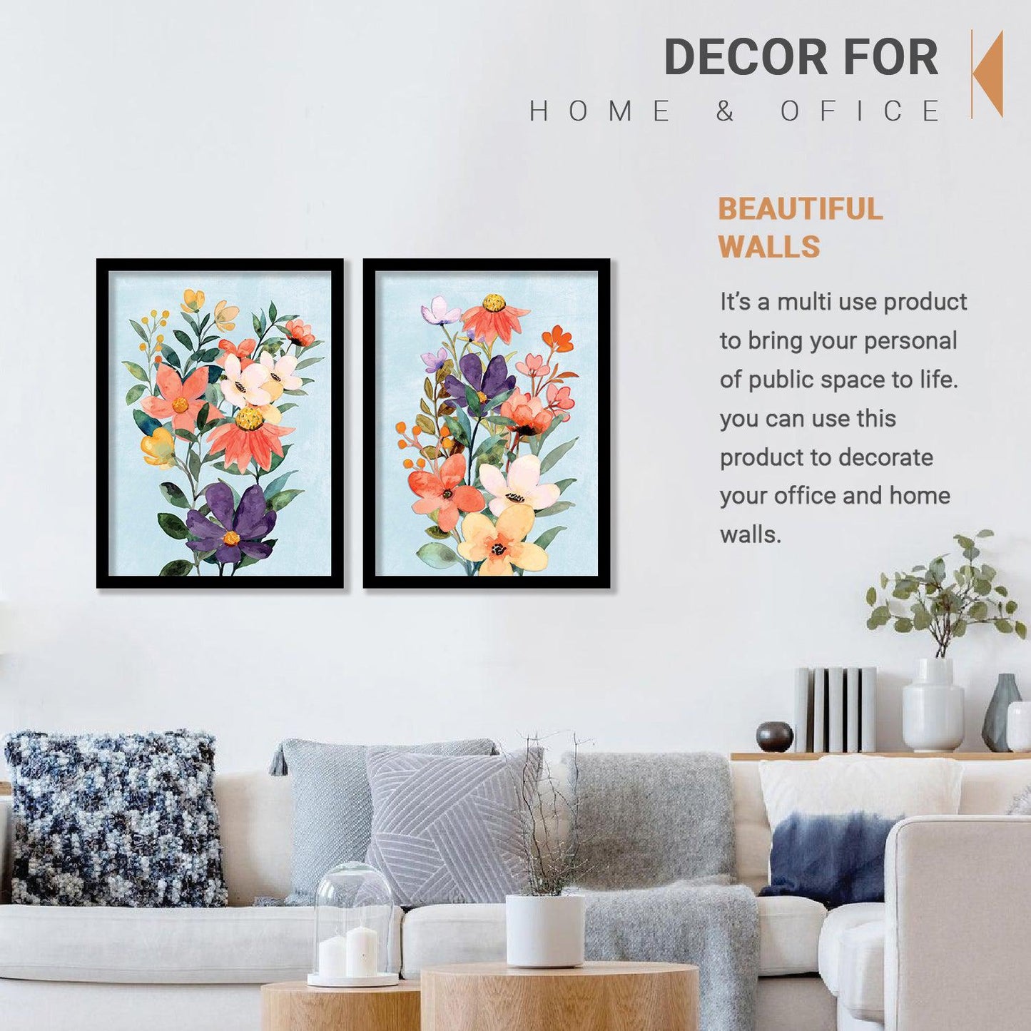 Blue Blooming Beauty - Minimalist Flower Theme Art Posters Combo-Kotart