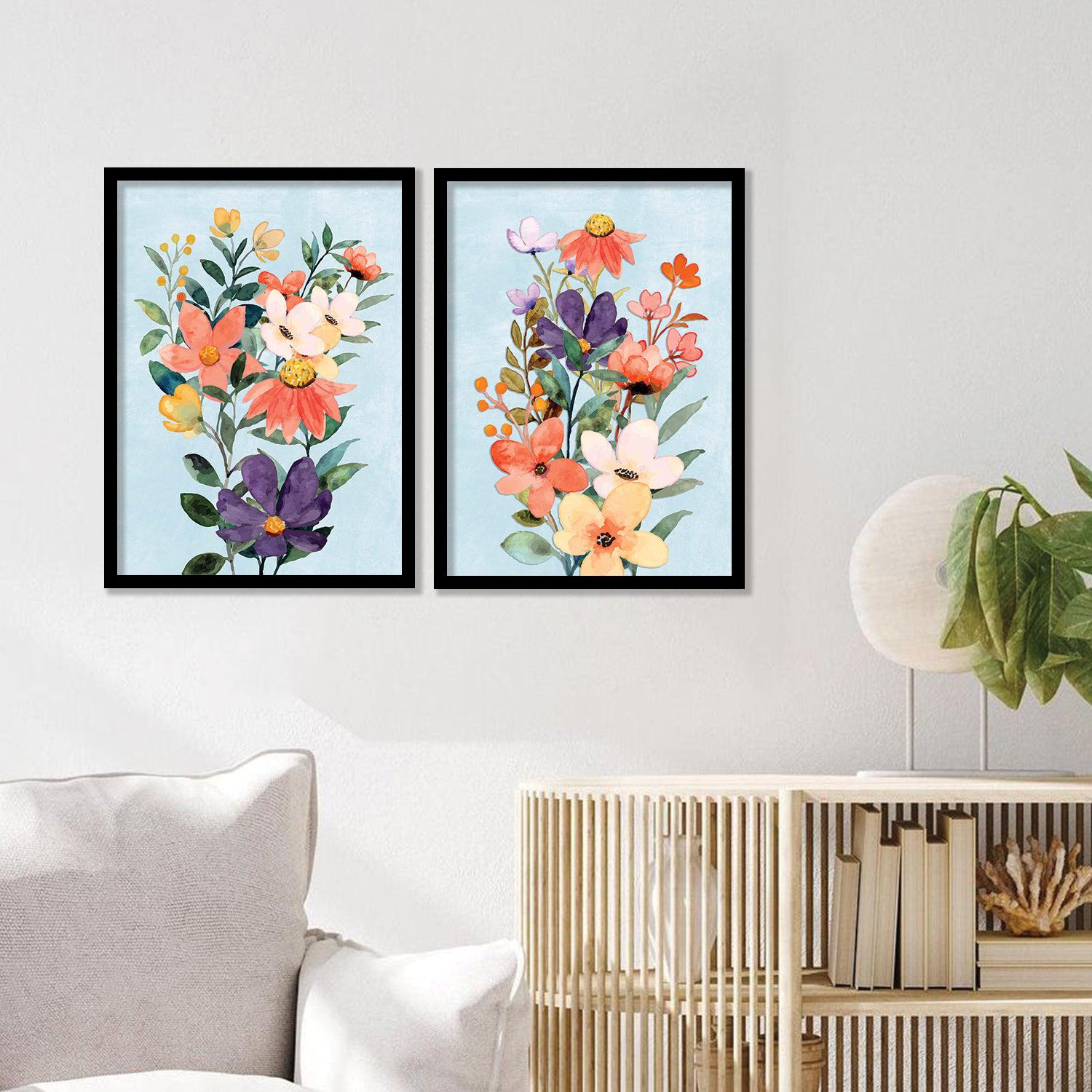 Blue Blooming Beauty - Minimalist Flower Theme Art Posters Combo-Kotart