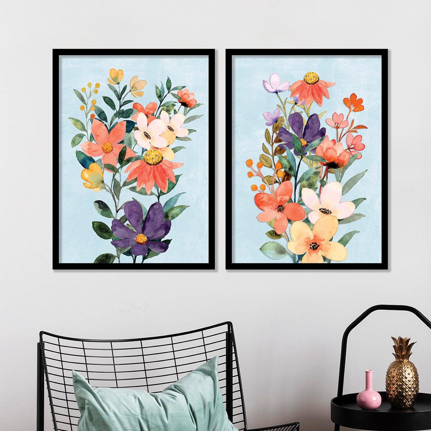 Blue Blooming Beauty - Minimalist Flower Theme Art Posters Combo-Kotart