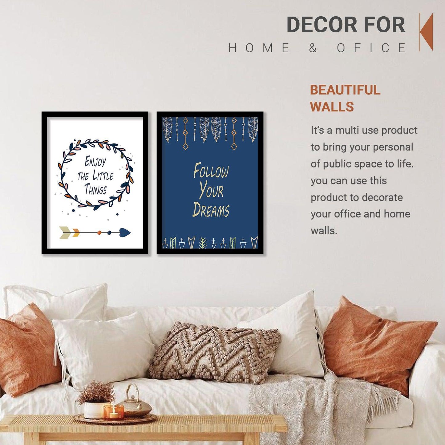 Boho Art Wall Posters Set with Frame - Modern Art Framed Posters-Kotart