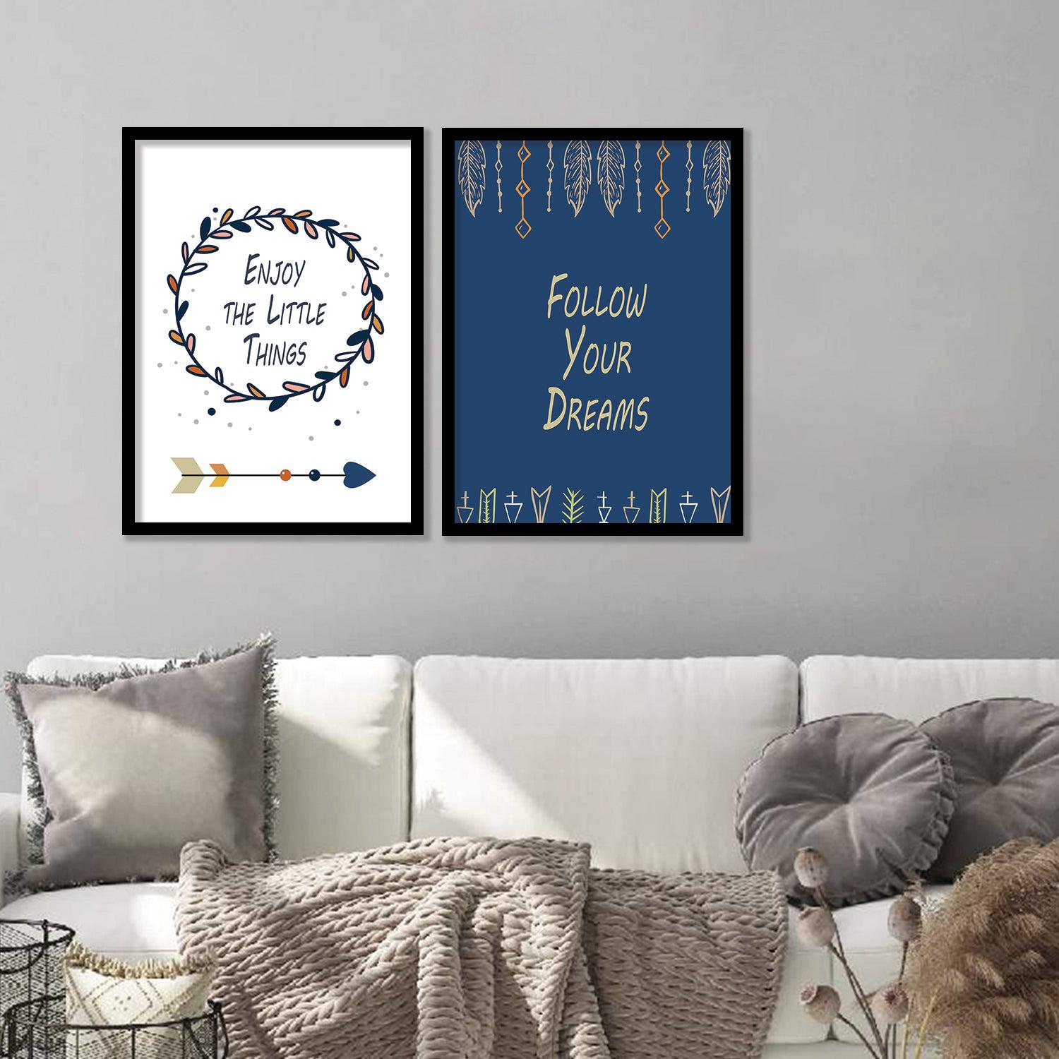 Boho Art Wall Posters Set with Frame - Modern Art Framed Posters-Kotart