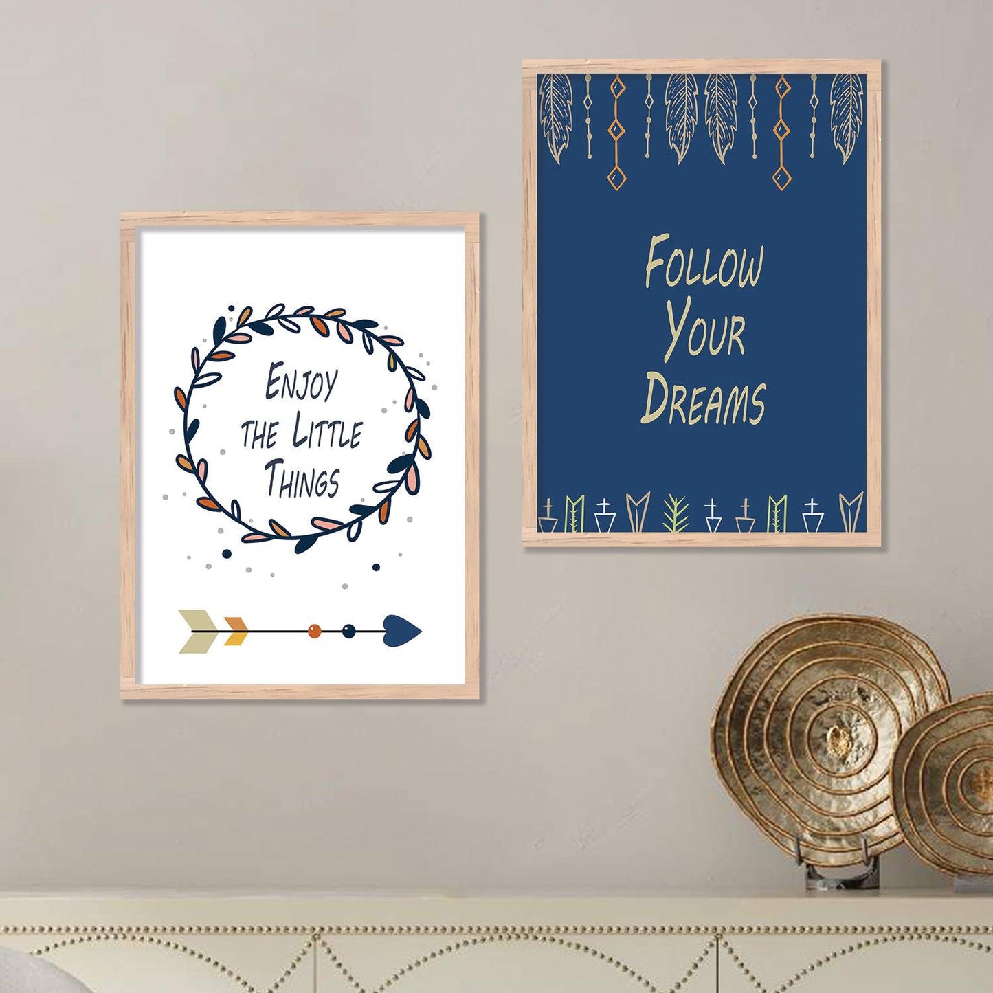 Boho Art Wall Posters Set with Frame - Modern Art Framed Posters-Kotart