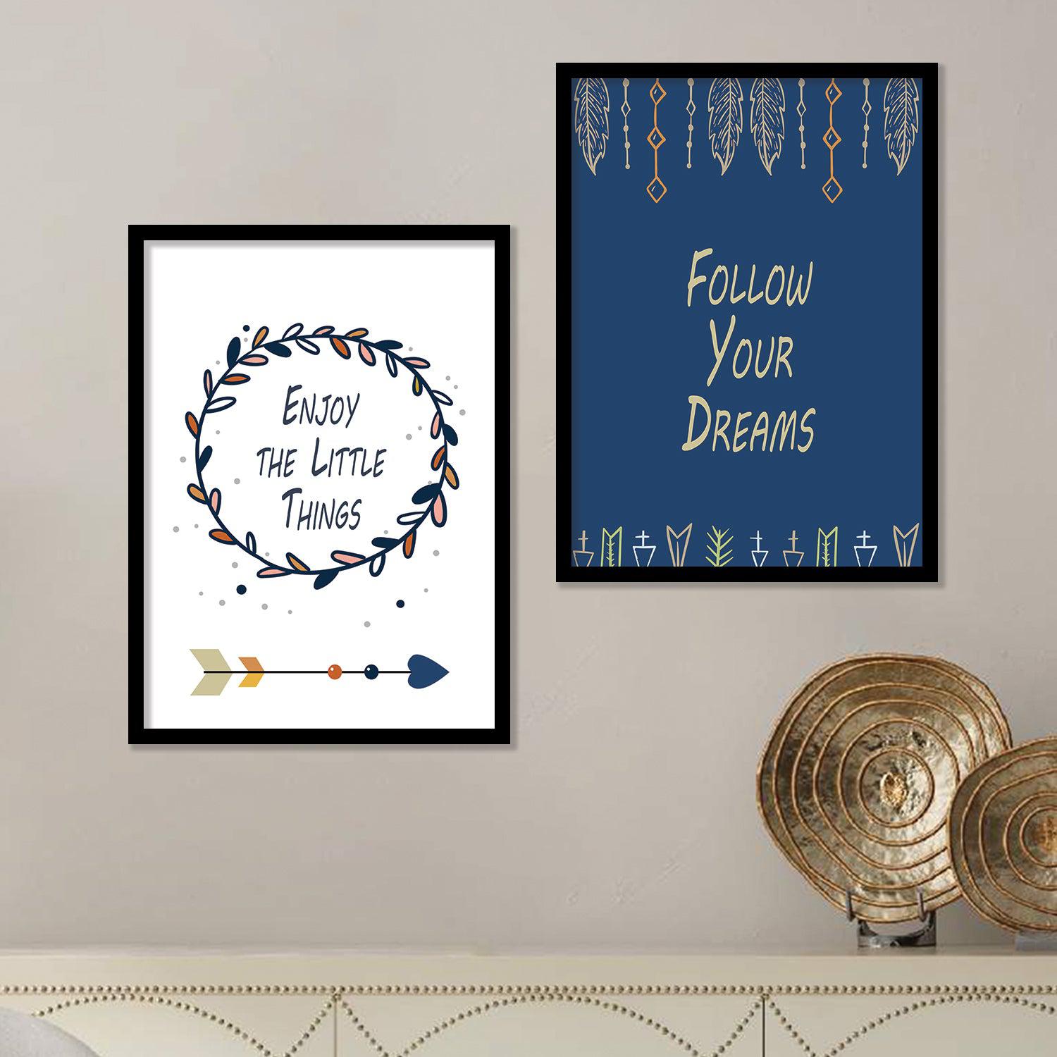 Boho Art Wall Posters Set with Frame - Modern Art Framed Posters-Kotart