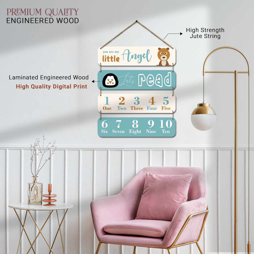 Bright and Cheerful Counting Numbers MDF Wood Wall Hanging for Kids Ro ...