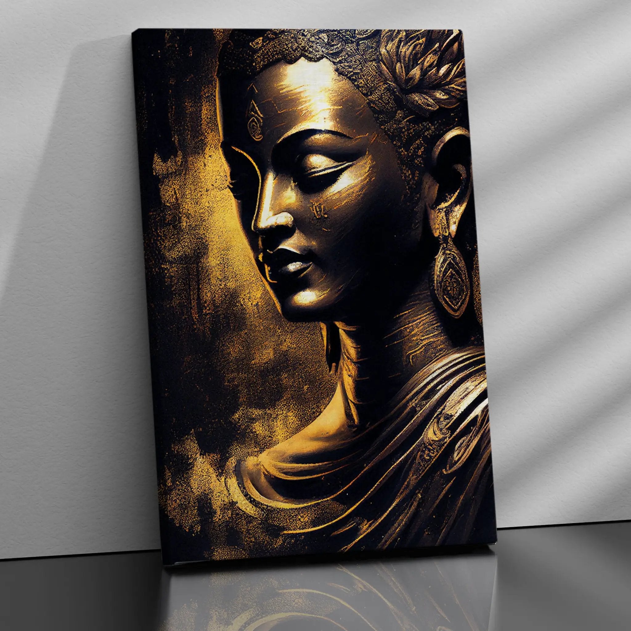 Buddha Canvas Print - Golden Buddha Large Canvas Art Print for Home Li ...