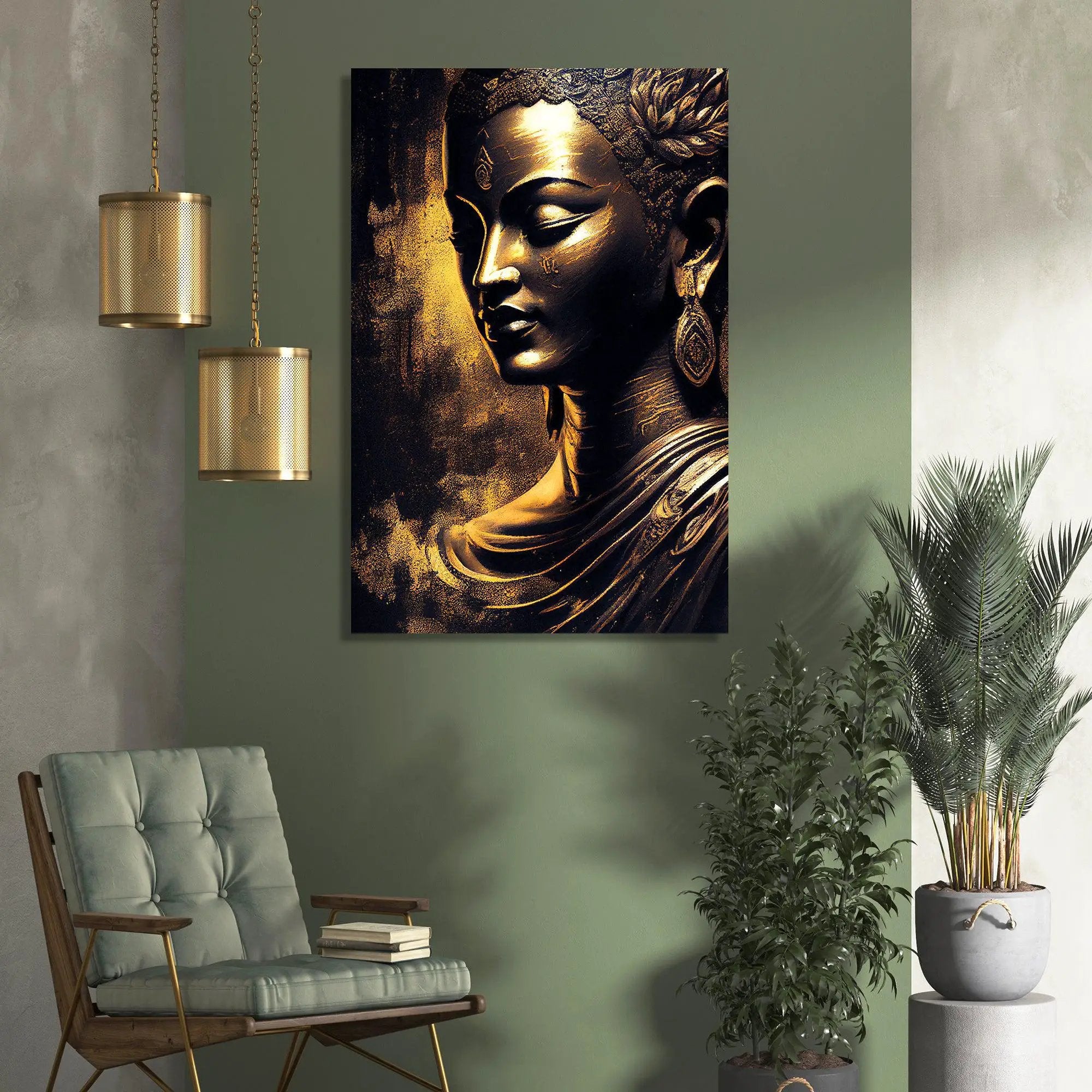 Buddha Canvas Print - Golden Buddha Large Canvas Art Print for Home Li ...