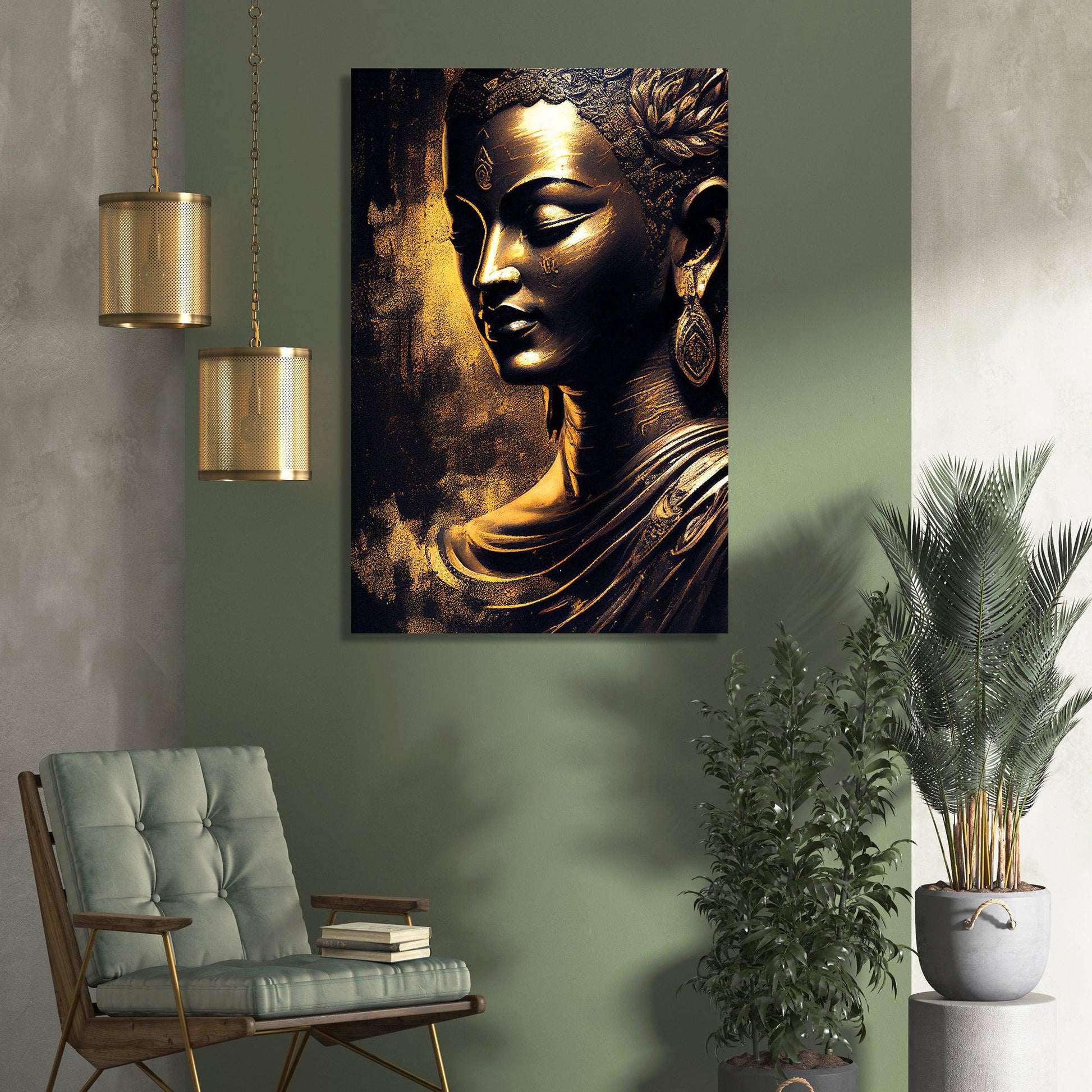 Buddha Canvas Painting - Golden Buddha Large Canvas Art for Home Livin -  Kotart