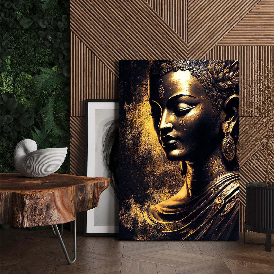 Buddha Canvas Painting - Golden Buddha Large Canvas Art for Home Living ...