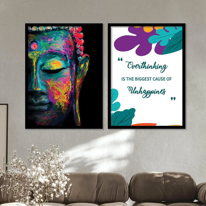 Buddha Wall Poster with Frame for Home Office and Living Room Wall Decor-Kotart