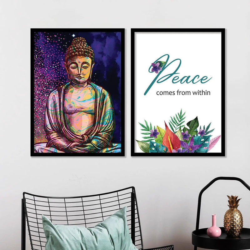 Buddha in Peace Wall Art with Frame for Wall Decor-Kotart