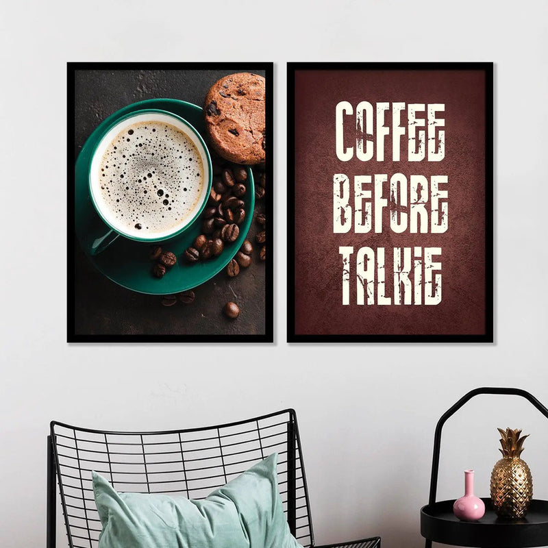 Coffee Posters with Frame for Cafe Restaurant Kitchen Wall Decor - Wall Frames for Coffee Lovers-Kotart