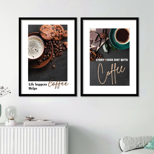Coffee Posters with Frame for Cafe Restaurant Kitchen Wall Decor-Kotart