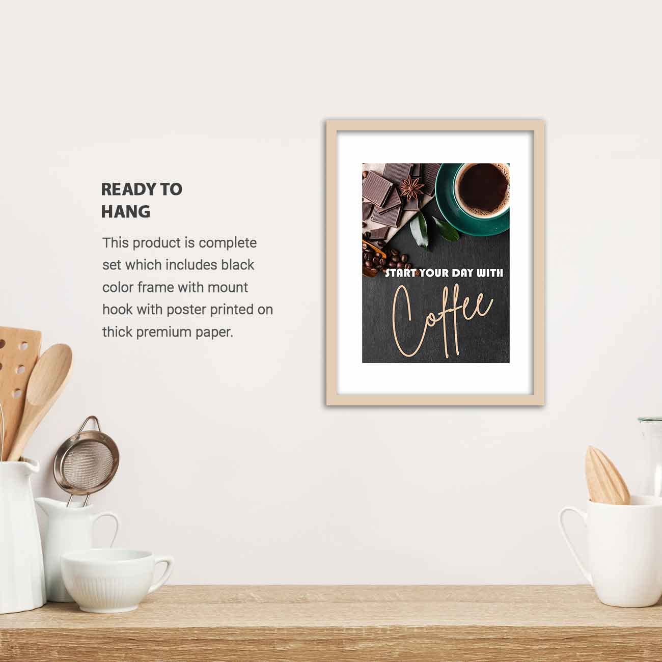 Coffee Quotes Framed Posters for Cafe Restaurant Kitchen Wall Decor-Kotart