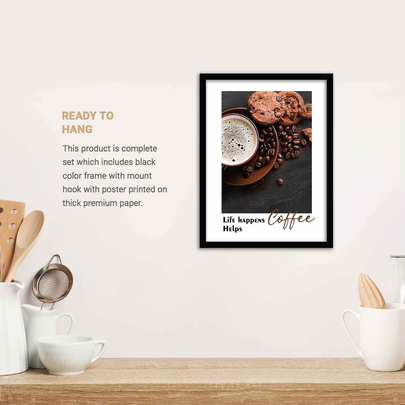 Coffee Quotes Framed Posters for Cafe Restaurant Kitchen Wall Decor-Kotart