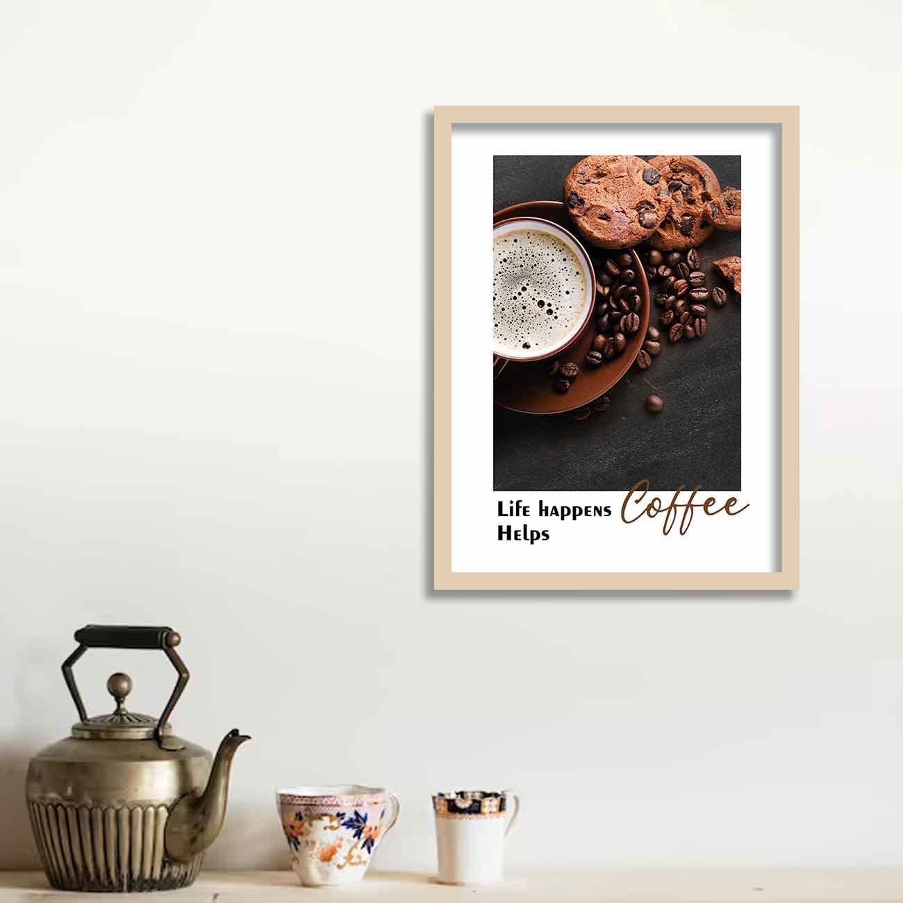 Coffee Quotes Framed Wall Posters with Frame for Cafe Restaurant Kitchen-Kotart