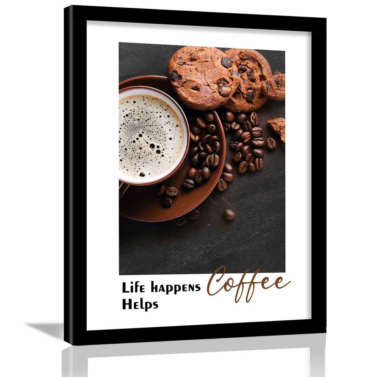 Coffee Quotes Framed Wall Posters with Frame for Cafe Restaurant Kitchen-Kotart