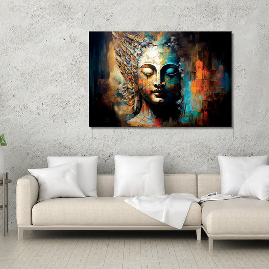 Colorful Buddha Canvas Large Paintings - Vibrant Buddha Canvas Art-Kotart