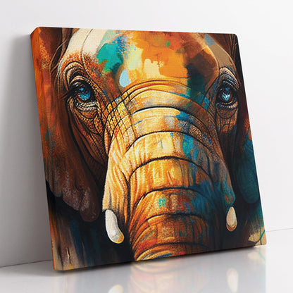 Colorful Elephant Art Canvas Painting - Traditional Canvas Art-Kotart