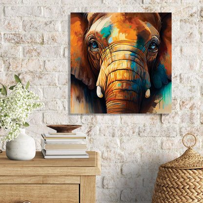 Colorful Elephant Art Canvas Painting - Traditional Canvas Art-Kotart