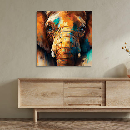 Colorful Elephant Art Canvas Painting - Traditional Canvas Art-Kotart