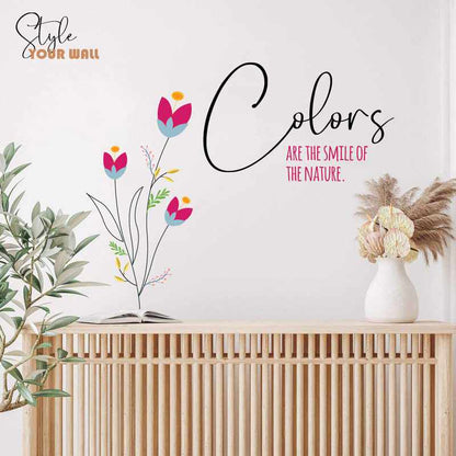Colorful Leaf and Quote Printed Vinyl Wall Stickers-Kotart
