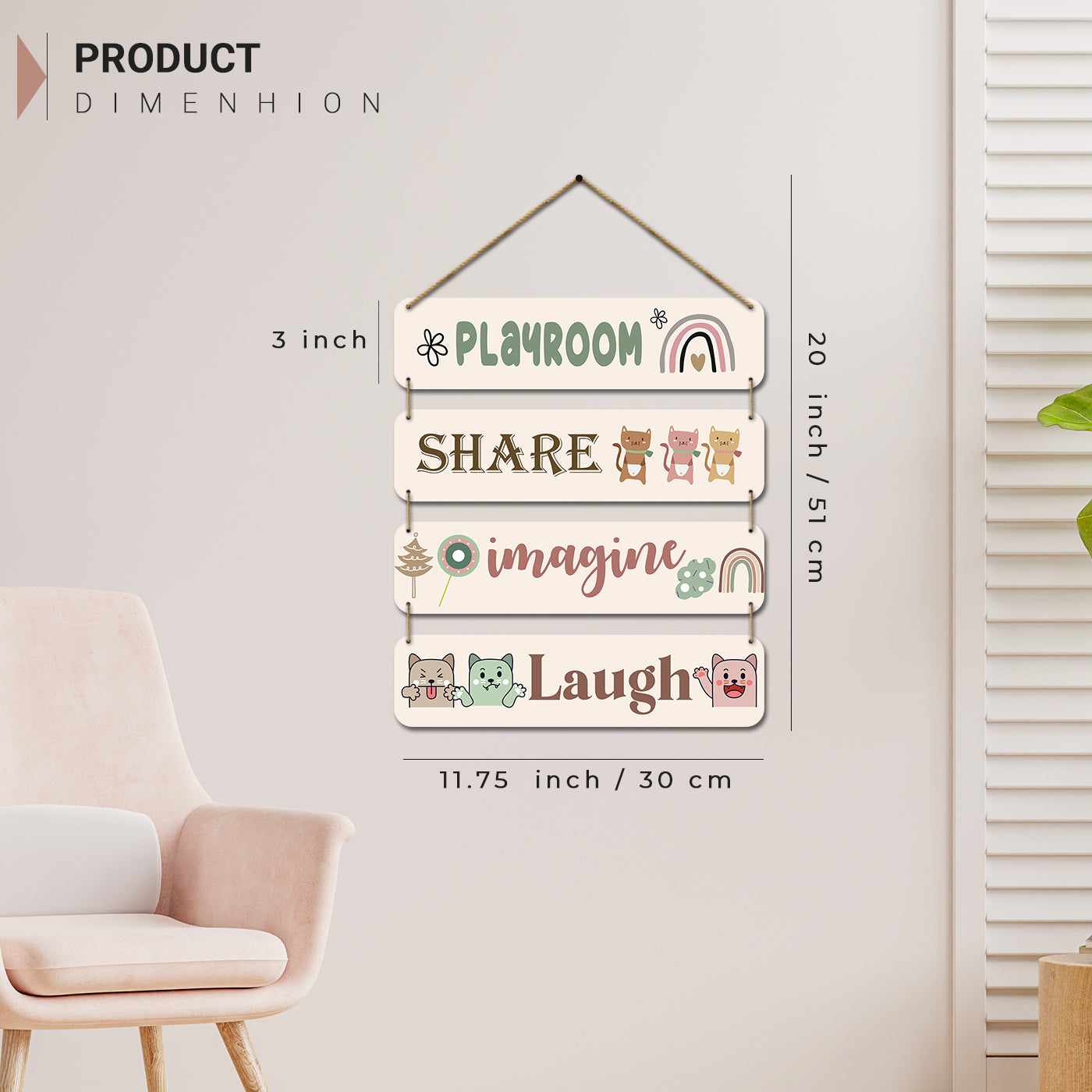 Colorful and Cheerful MDF Wood Wall Decor for Kids Room-Kotart