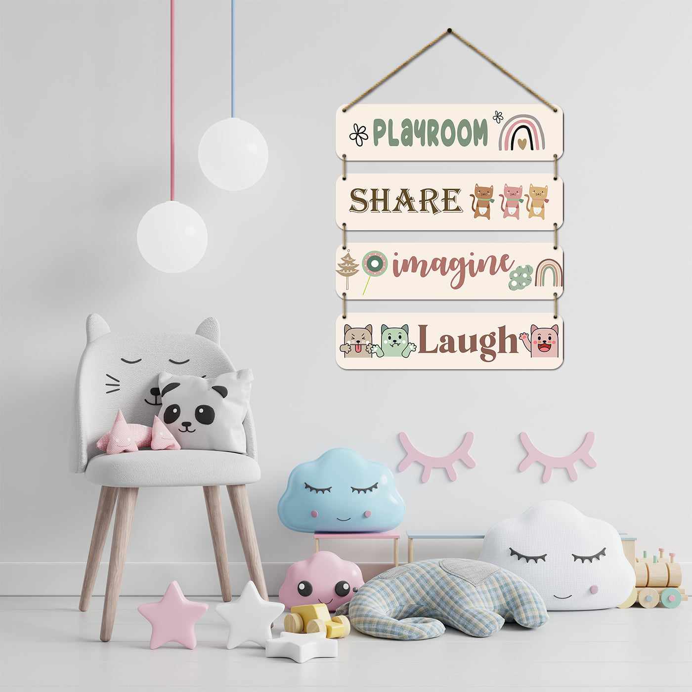 Colorful and Cheerful MDF Wood Wall Decor for Kids Room-Kotart