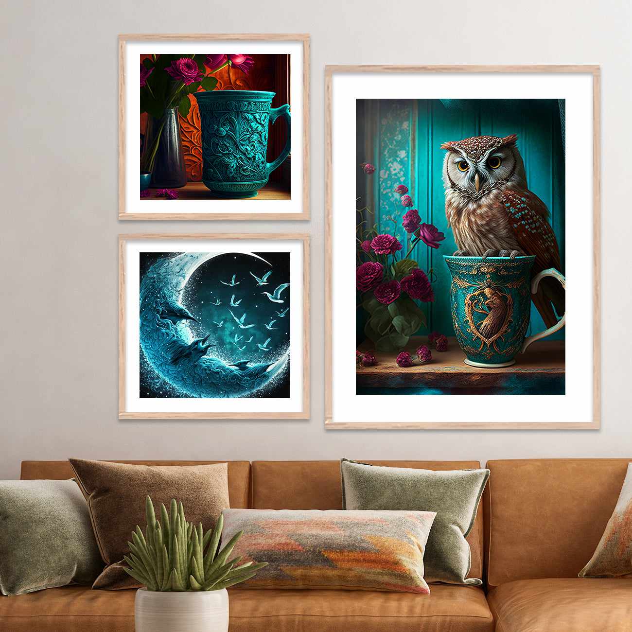 Contemporary Art Prints for Living Room Wall Decor - Vibrant Prints with Frame for Living Room by Kotart