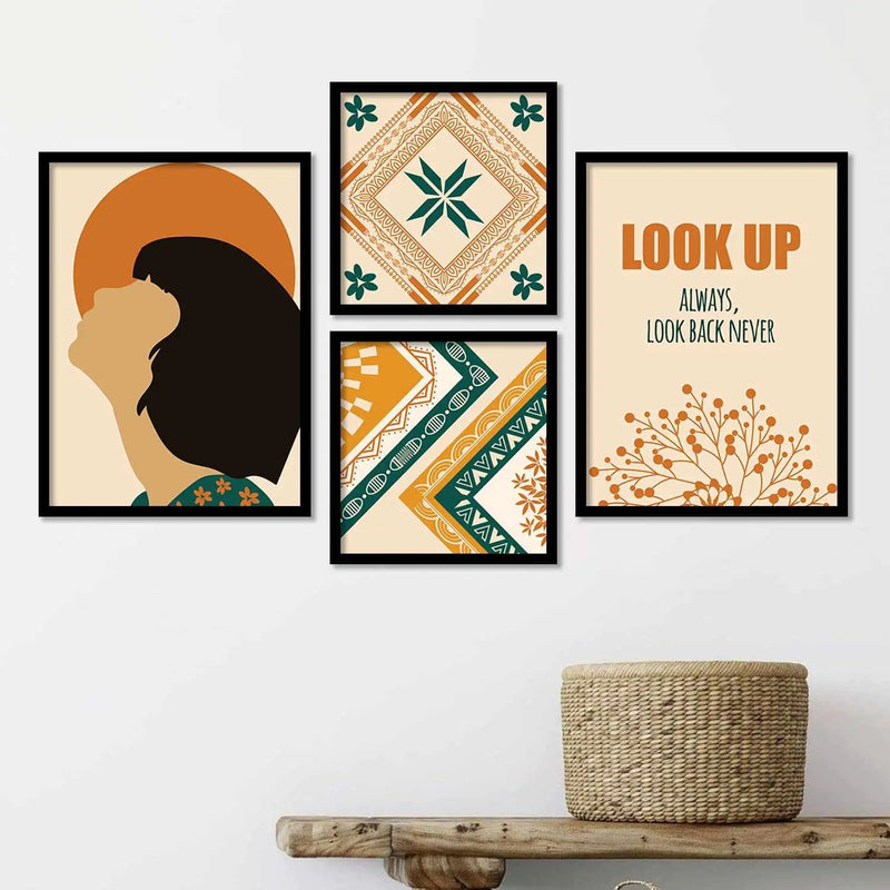 Contemporary Comfort : Framed Modern Art , Set of 4-Kotart