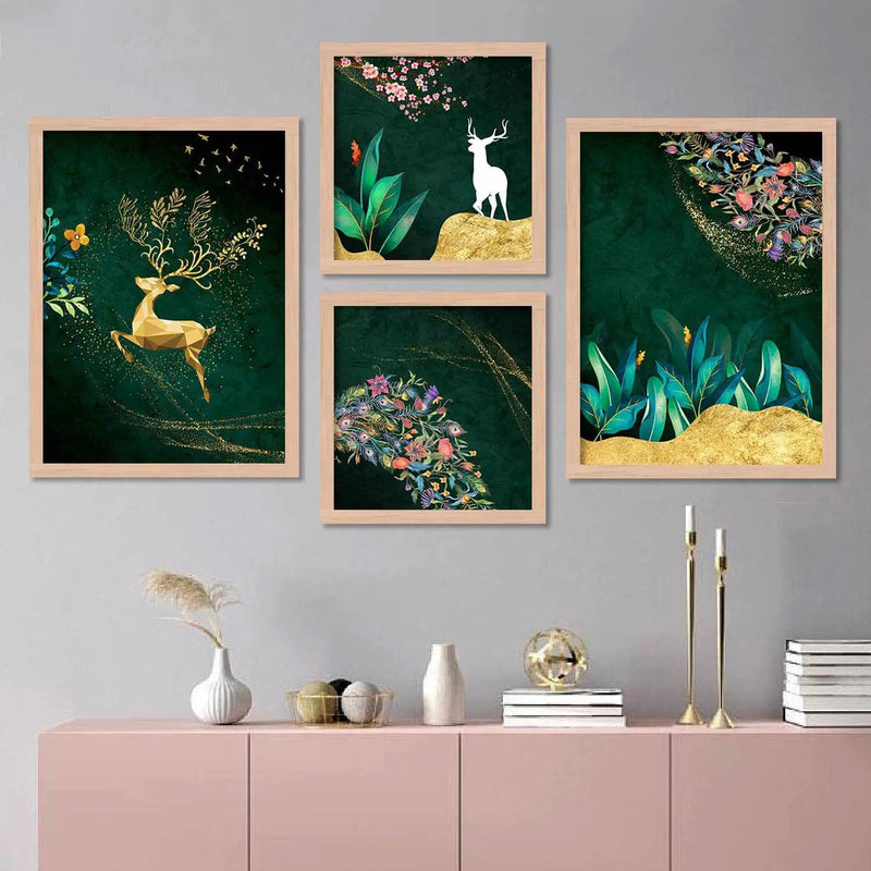 Contemporary Golden Theme Art Posters with Frame for Home Decor-Kotart