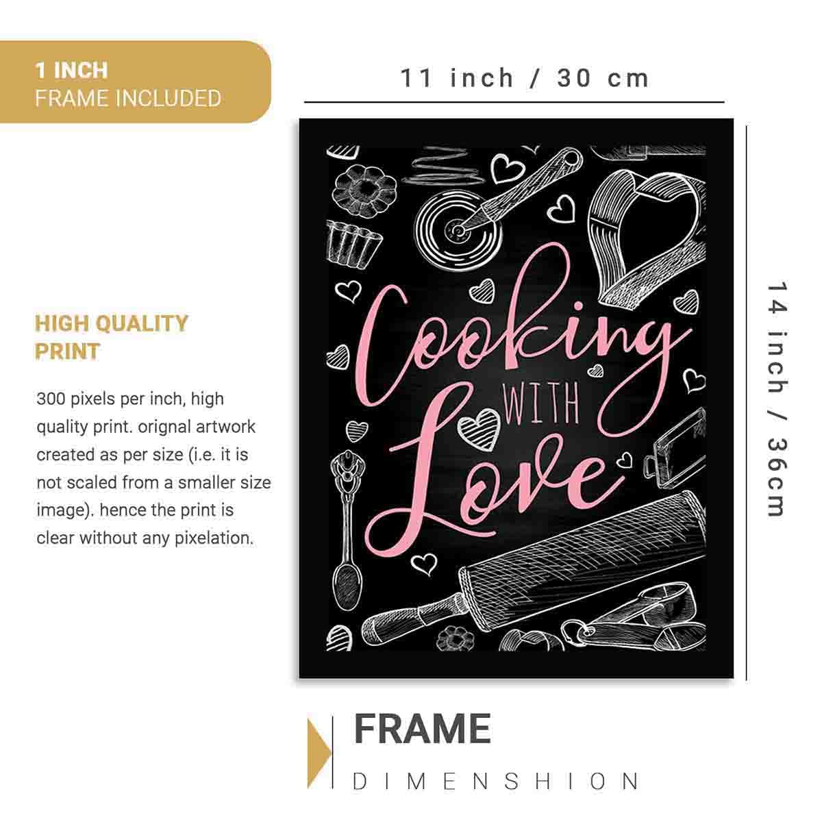 Cooking Love Quotes Wall Frame for Restaurant Kitchen-Kotart