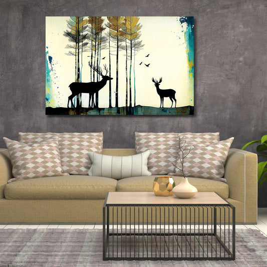 Deer in Forest Canvas Painting for Wall Decor-Kotart