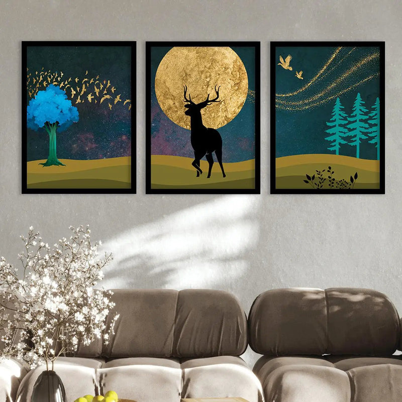 Deer in Forest Modern Art Collection - Timeless Pieces for Your Home or Office-Kotart