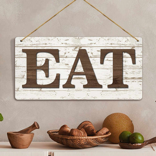 EAT Kitchen Sign MDF Wood Wall Hanging for Kitchen and Restaurant Wall Decor - Kitchen Wooden Wall Decor Vintage Wooden Sign-Kotart