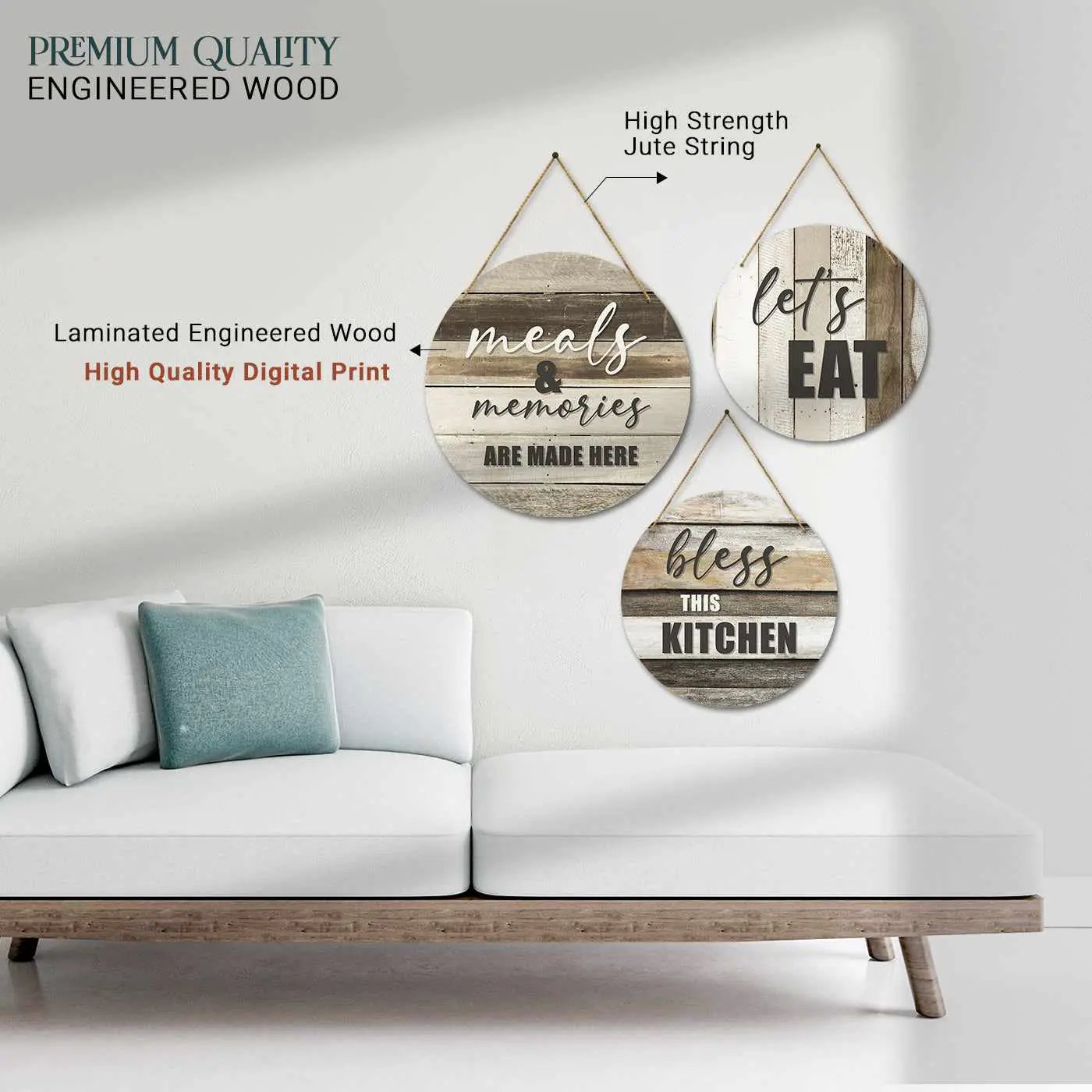 Eat Drink Love Kitchen Wall Hangings - MDF Wood Kitchen Signs for Wall ...